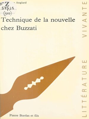 cover image of Technique de la nouvelle chez Buzzati